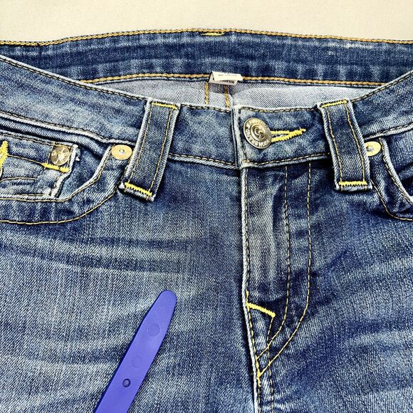 True Religion Jeans Womens 29 Blue Denim Flat‎ Front Pockets Slim Straight - Picture 7 of 16